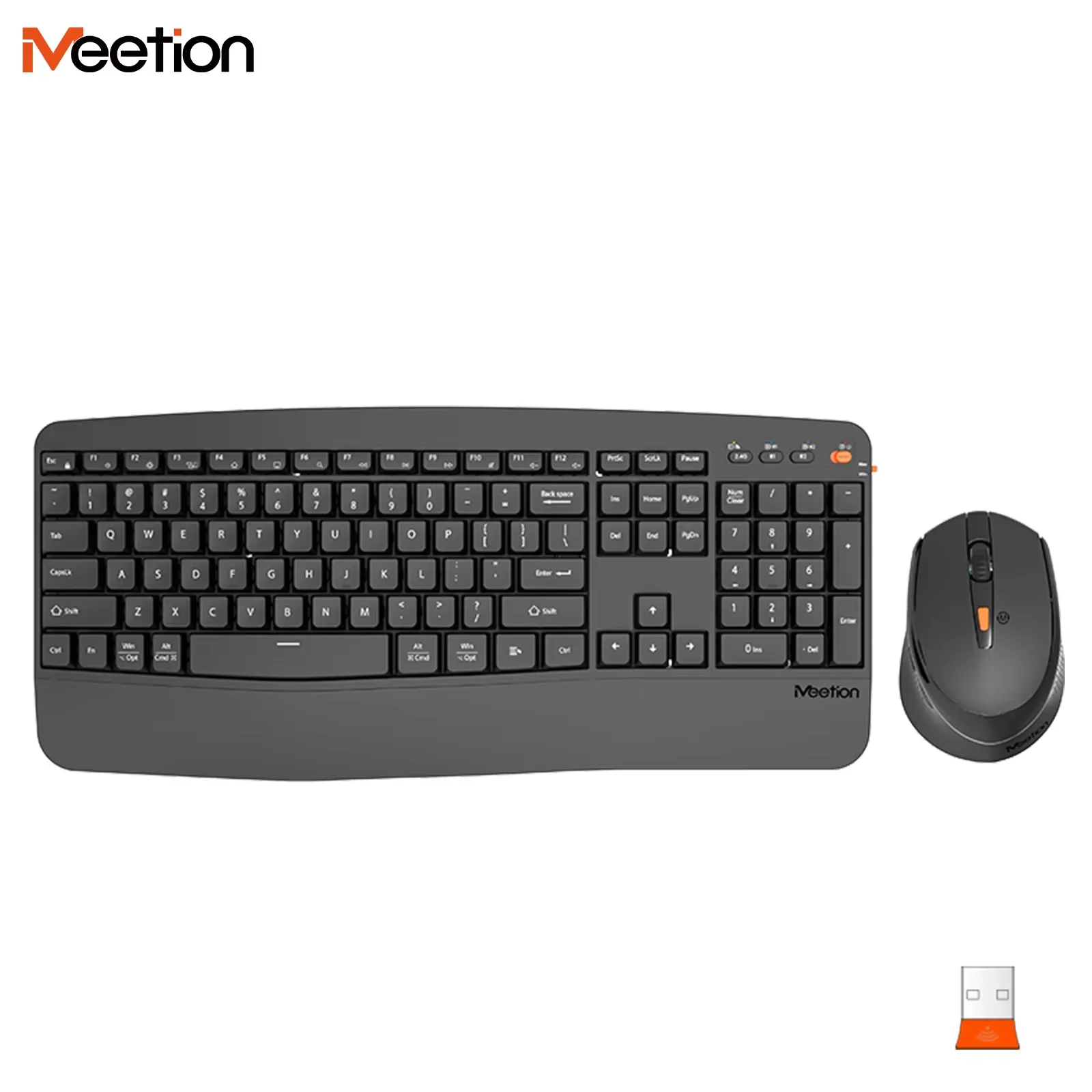 ワイヤレス-bluetooth-人間工学に基づいたデュアルモード、手のひら透明オフィス-キーボード-マウス-meetion-mishen-directora