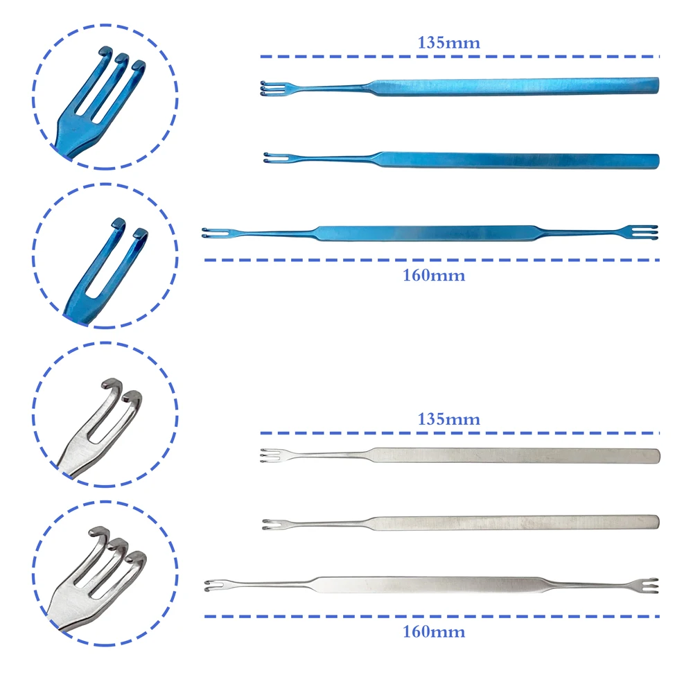 Double Claw Rake Retractor Double Head Eyelid Lacrimal Sac Retractor Blepharoplasty Double Eyelid Plastic Surgery Instrument