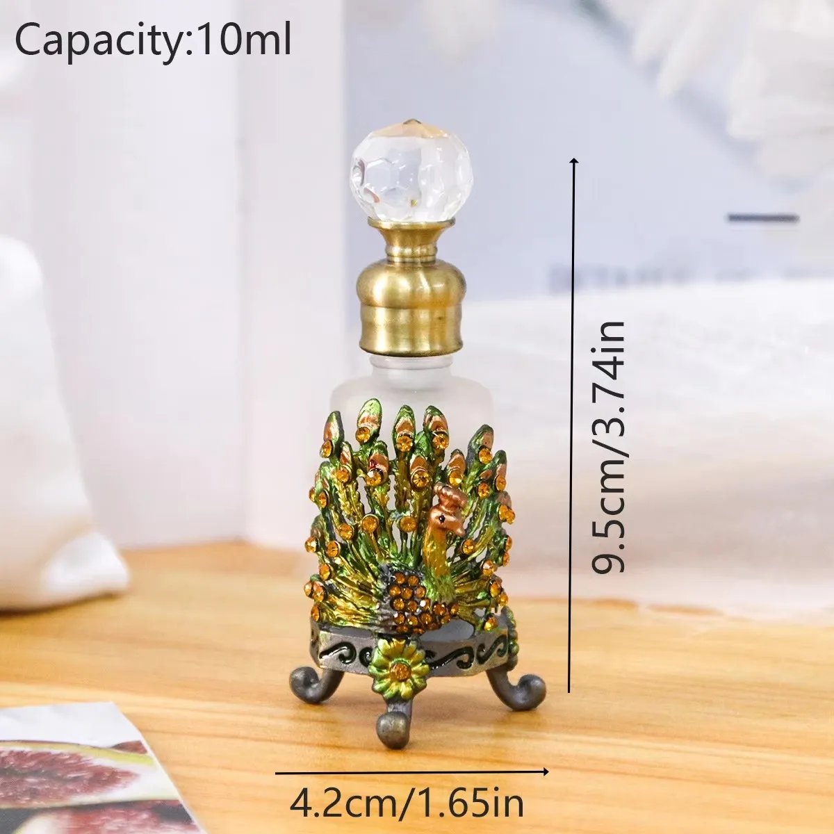 12ml Arabian Dubai Peacock Metal Perfume Bottles Essential 0il Attar Glass Refillable Bottle Factory Outlet#81078