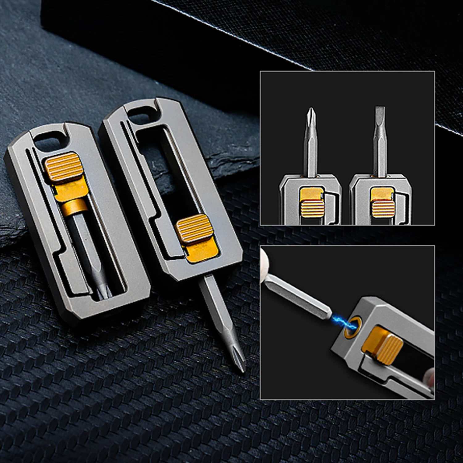 EDC Titanium Screwdriver Multitool Small Repair Hand Tools Portable Functionality Pendant  With Replaceable Driver Head