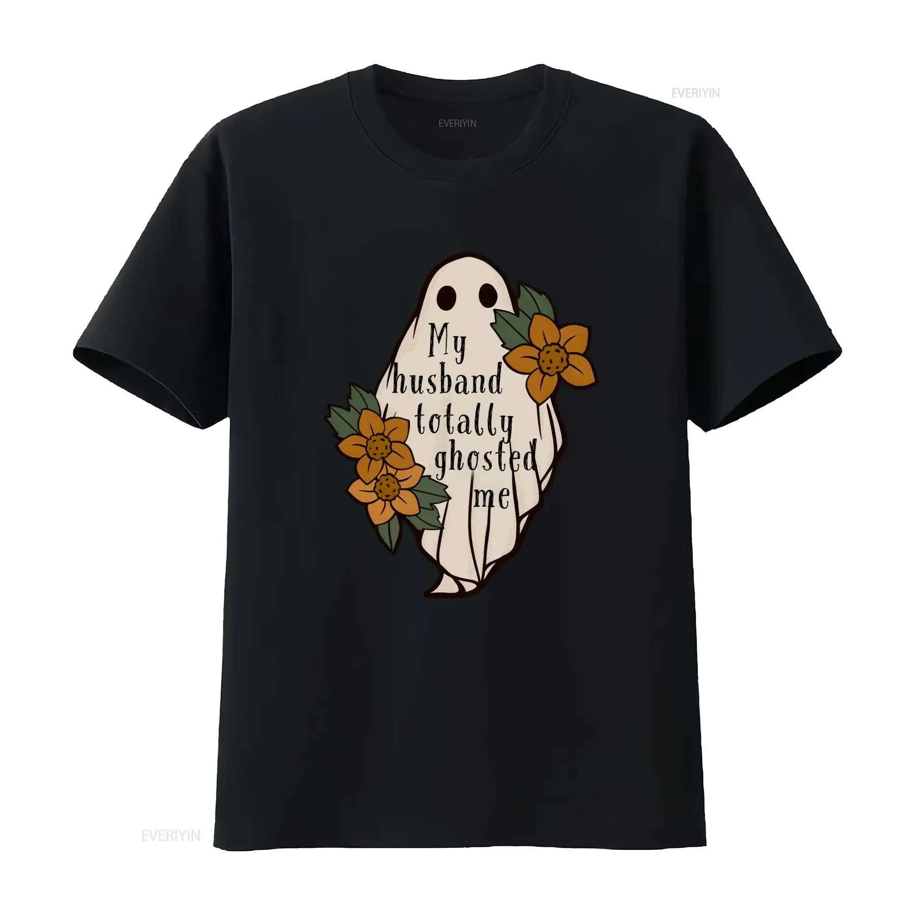 My Husband Totally Ghosted Me snarky bereavemenT T Shirt for grieving widow funny condolence mourning morbid death vintage