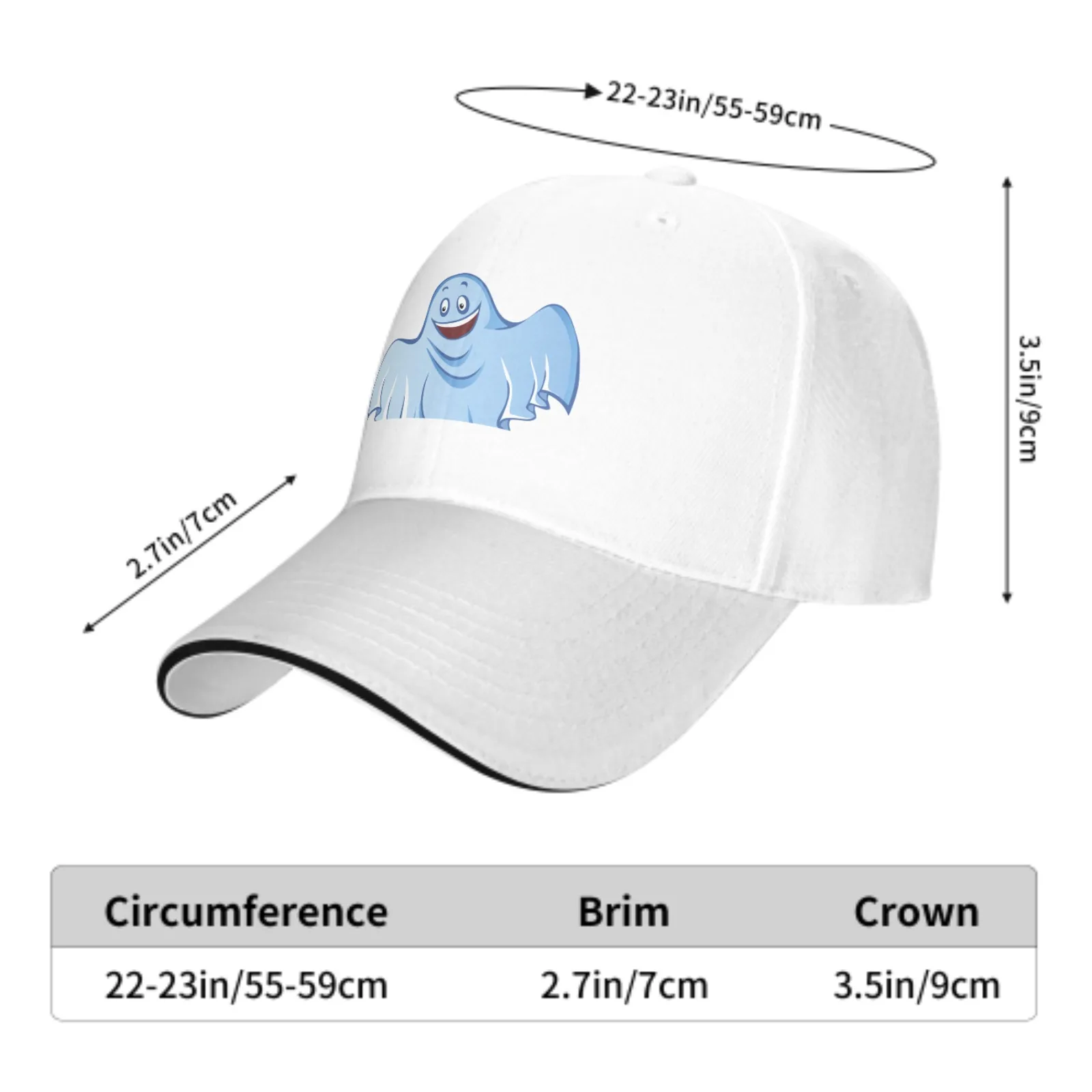 Funny Ghost Adjustable Women Men Back Closure Caps Washed Sandwich Caps Sports Outdoor Baseball Hat