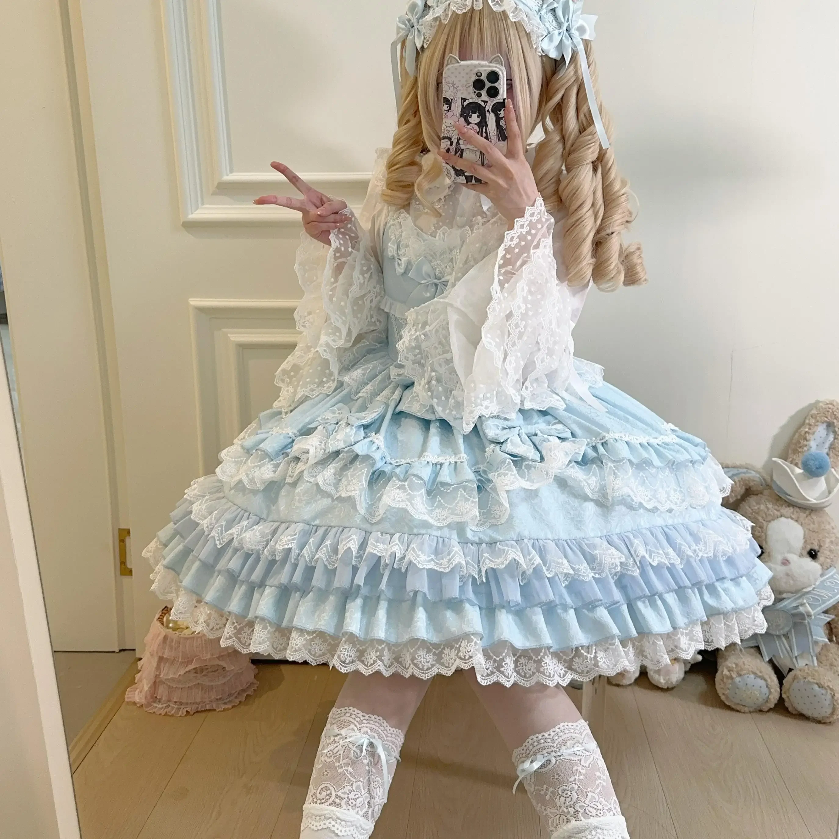NONSAR Victorian Sweet Lolita JSK ผู้หญิง Kawaii ลูกไม้ Ruffles ดอกไม้งานแต่งงานชุดโบว์ญี่ปุ่น Elegant PARTY ชุดเจ้าหญิง