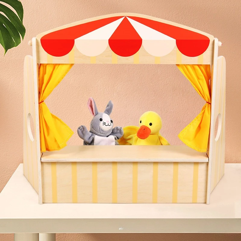 

Kindergarten table puppet stand performance theater children role play solid wood foldable puppet table
