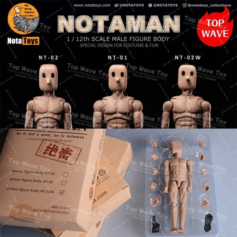New Stock Notaman NT-01 NT-02 1/12 Strong Muscular With Square Head Long Nosed Joint Body 16.5cm Male Soldier Action Figure Toy