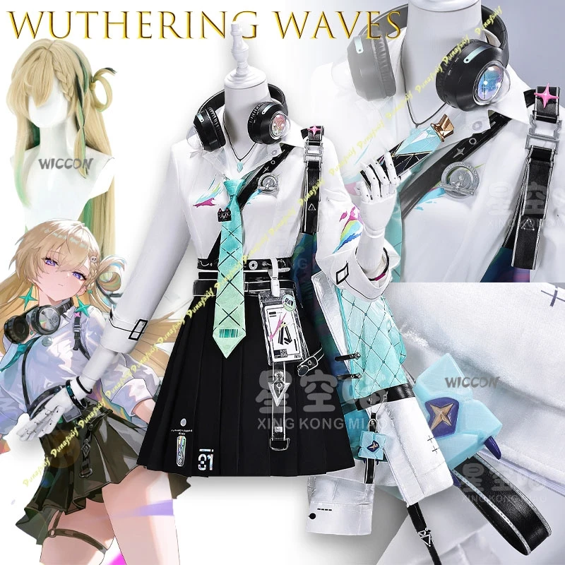 

LYNAE Cosplay Anime Game Wuthering Waves תחפושות Fashion Jirai Kei Girls JK High School Y2K Uniform Dress Wigs Christmas Party