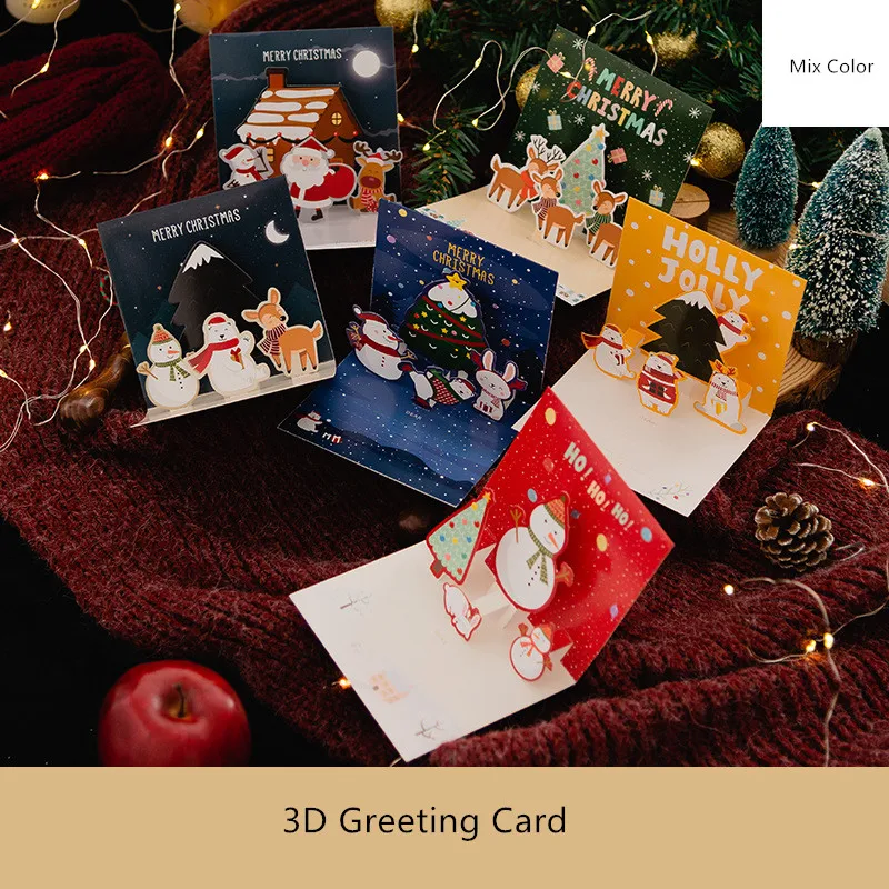 Cartes de vministériels x pop up 3D avec enveloppe, papier, bénédiction manuscrite, cartes de Noël, Thanksgiving, cadeaux de nouvel an, déco, lot de 6 pièces