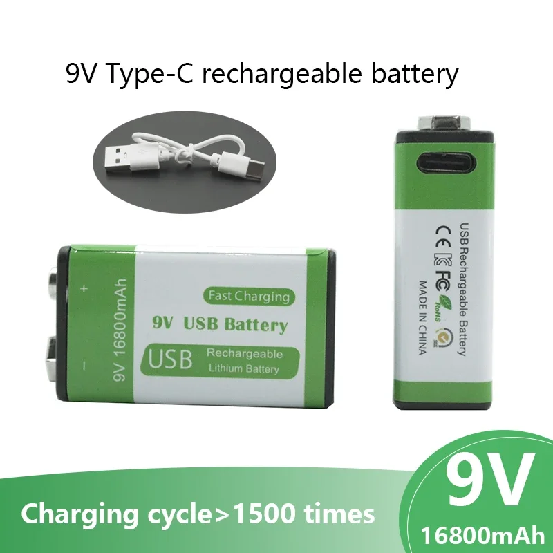 Special offer 9V 16800mAh li-ion Rechargeable Type-C USB Batteries 9 v lithium for Multimeter Microphone Toy Remote Control