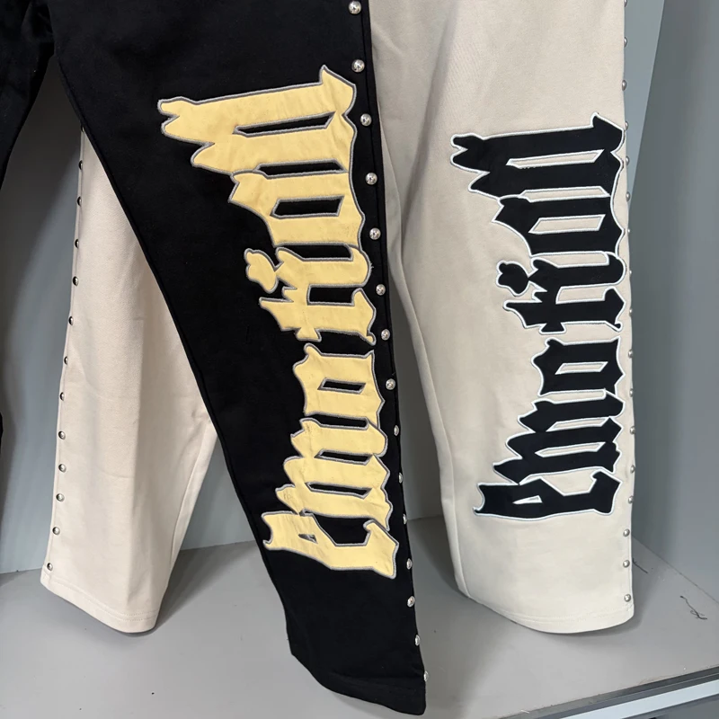 الرجال الخريف الشتاء كل مباراة سراويل تقليدية مختلطة العواطف Sweatpants عالية الجودة التطريز رسالة برشام الرباط بنطلون