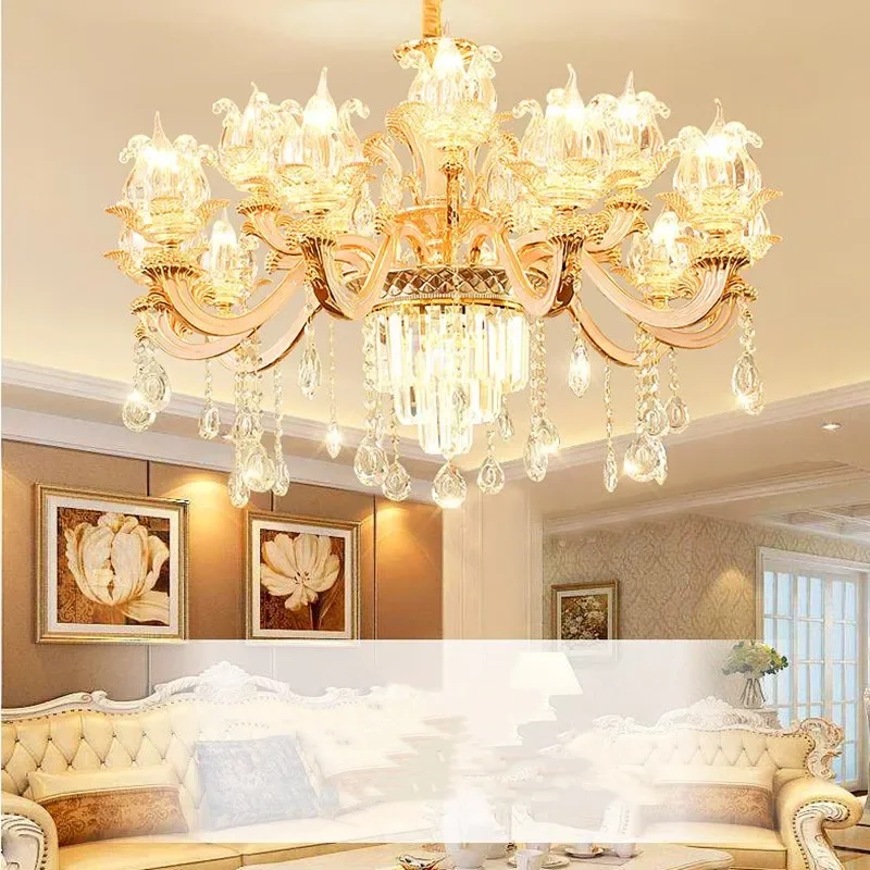 

Indoor Lighting European Crystal Chandelier Atmosphere Modern Villa Duplex Building Dining Room Candle Lamp