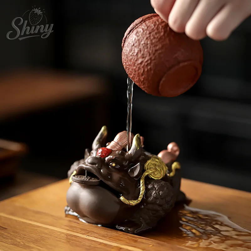 

Purple Clay Large Tea Pet Toad Three-legged Golden Toad Ornaments Home Decoration Gifts