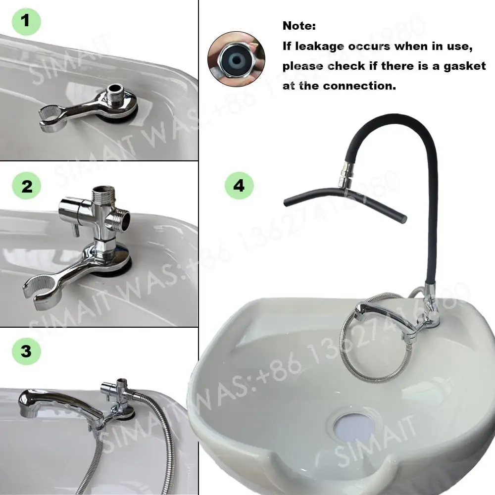 Water Circulation Unit for Shampoo Basin | Curved Pipe with Sprayer, Professional Hair Wash Bed Accessory