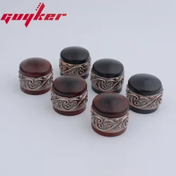 1 Pcs Red Sandalwood/Ebony Potentiometer Knob Antique Silver or Gold  Long Grass Flower Around Potentimeter Knob Guitar Bass