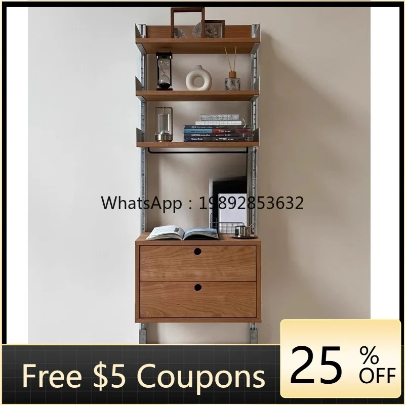 LYY Birch Wood Storage Rack Aluminum Profile Floor-standing Shelf Ocean Board Living Room Display Rack Display Shelf