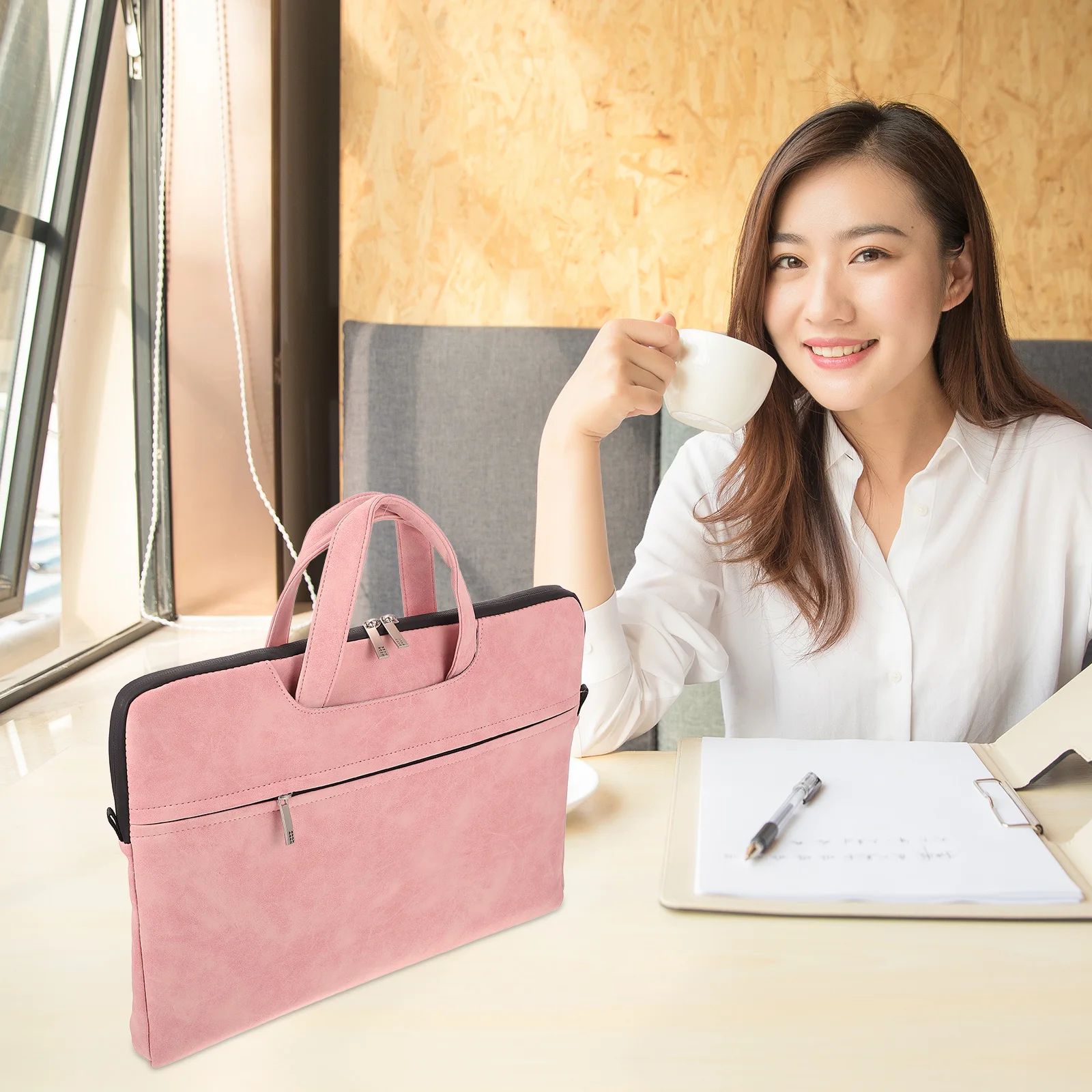 

Laptop Bag Fashion Sleeve Tablet Computer Shoulder Strap Storage Pouch Suede Case Lightweight Dustproof Scratch Resistant