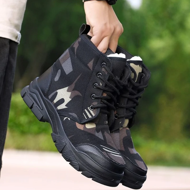 

Мужские зимние утепленные шерстяные зимние ботинки, хлопковая обувь с высоким берцем, теплая термоизоляционная обувь на толстой подошве ​