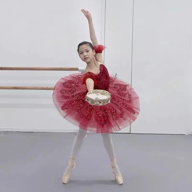 

Burgundy Don Quixote variation ballet TUTU skirt professional performance competition skirt children teenagers adults