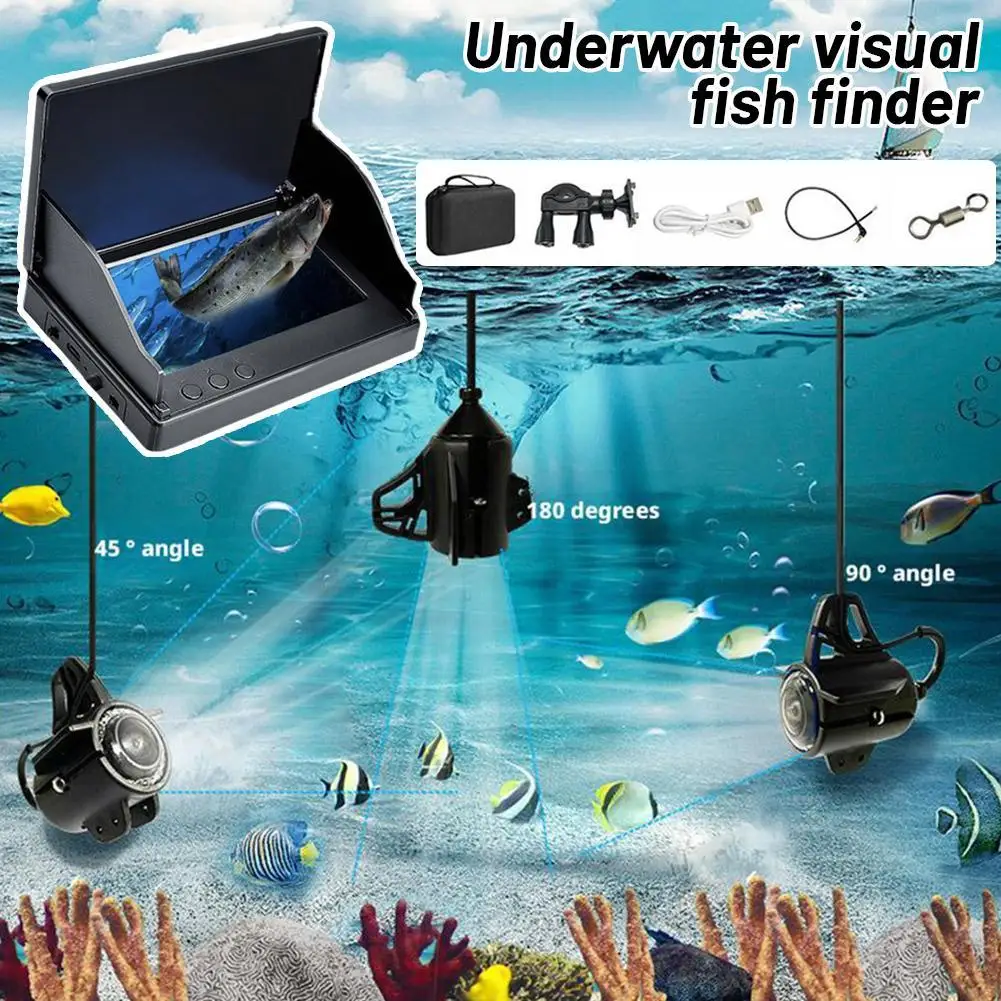 Portable Fish Depth Finder Water Handheld 1080P 4.3 Inch LCD Fish Finder Underwater 220° Fishing Camera With Night Vision