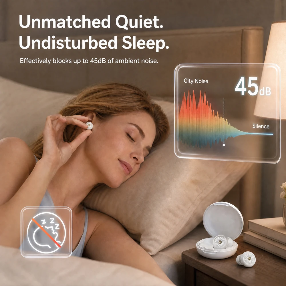 Ear Plugs for Sleep Noise Cancelling 40dB, Reusable Silicone Earplugs Strong Sound Insulation, 6 Sizes of Ear Caps