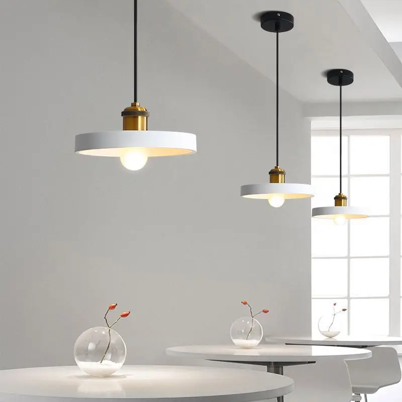 Macaron Iron Pendant Lamp, Nordic Industrial Style Minimalist Home Lighting Fixtures for Dining Room Bedroom Headboard Foyer