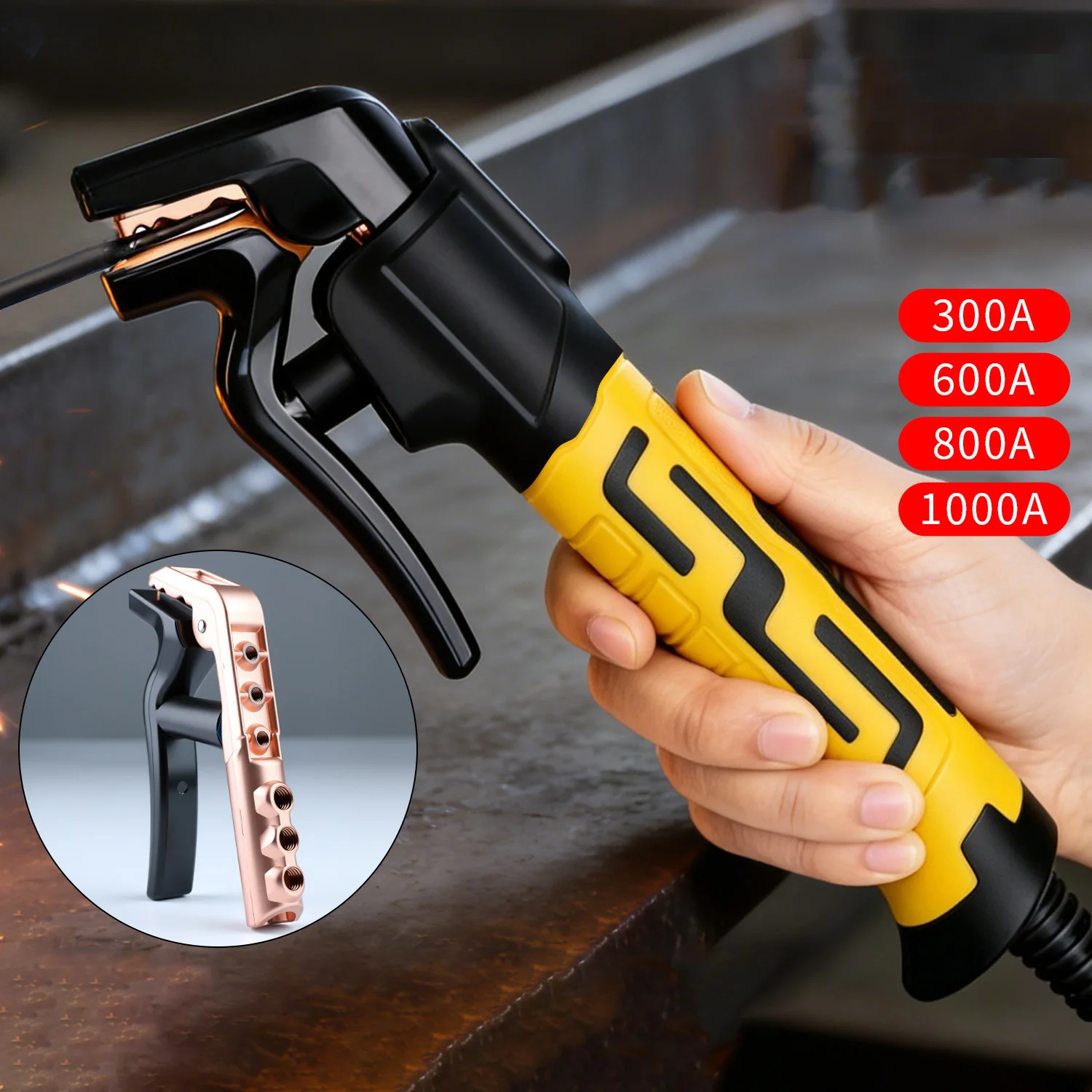 Bent Head Welding Electrode Holder 300A-1000A Heavy Duty Copper Clamp Welding Tongs Machine For Motorcycle Joining Repair Tool view 4