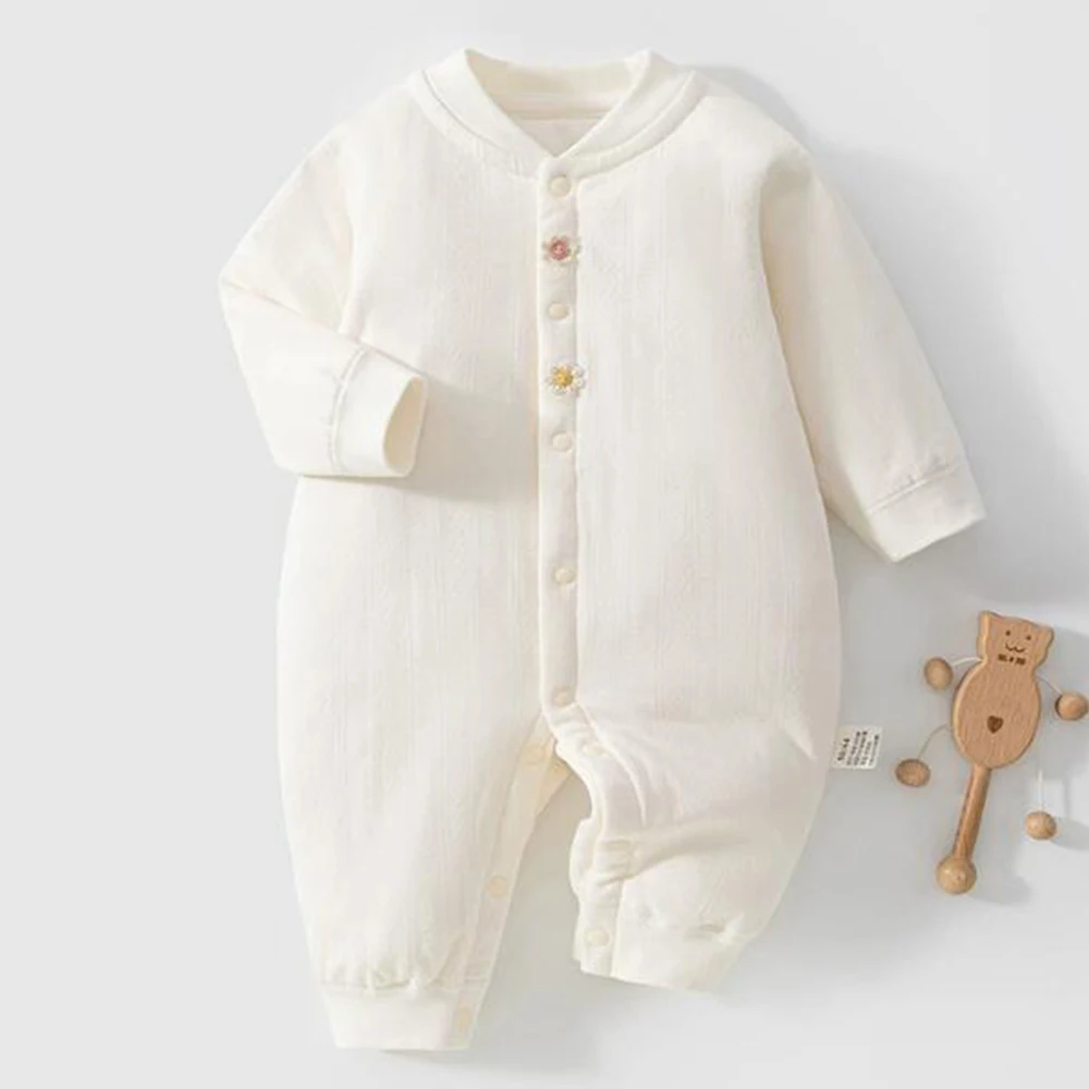 Newborn Baby Clothes Girl Long Sleeve Romper Quilted Thicken Warm Winter Infant Boutique Clothing Christmas Baby Jumpsuit