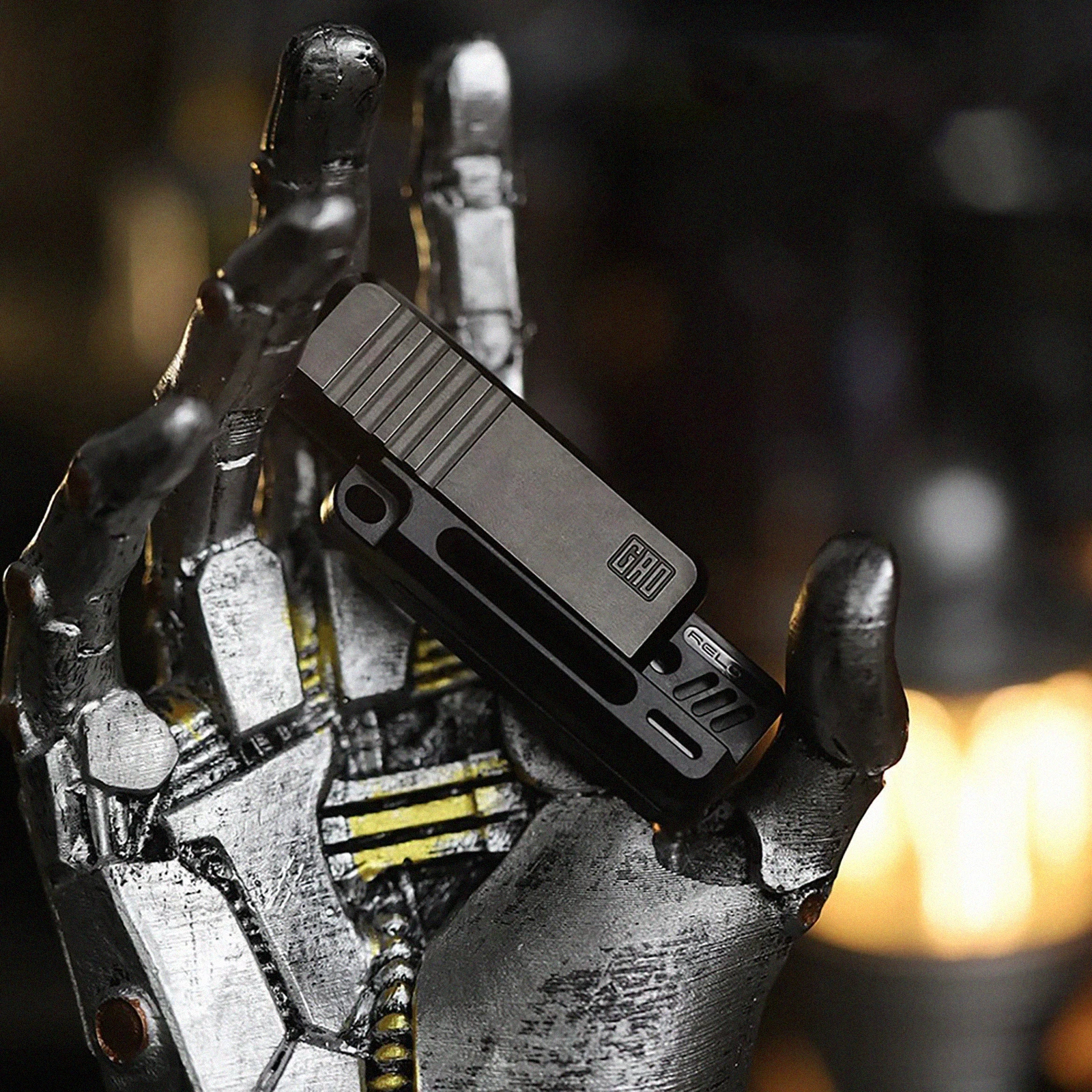 Rifle-5 Fidget Slider EDC Toy Magnetic Fidget Spinner Metal Card Pusher Black Tech Fidget Gear Gadget Stress Relief Boys Gift