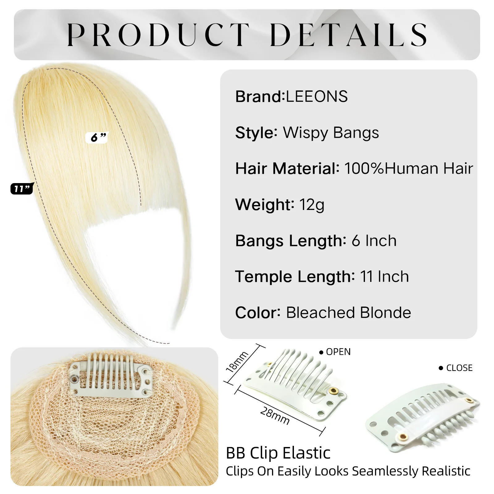 100% Human Hair Bangs for Women Natural Hair Clip in Air Bangs Natural Black Blonde Brown Invisible Fake Hair Bangs