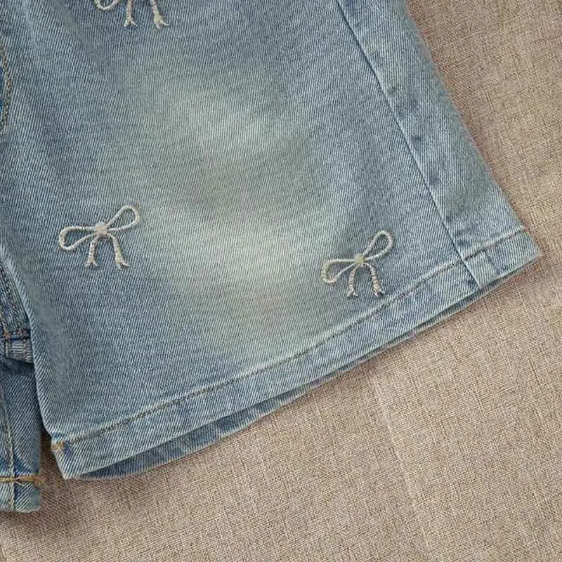 Sommer Teenager Mädchen Shorts Jeans Mode Schleifendekoration Kurze Denim-Hosen für 2-10 Jahre Kinderkleidung Kinder Freizeithosen – Detail 4
