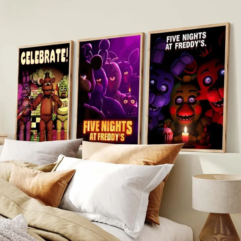 Horror F-Five Nights at Freddys Poster PP Wall Art Prints Poster for Dorm Room Apartment Home Office Room Decor Gift Waterproof