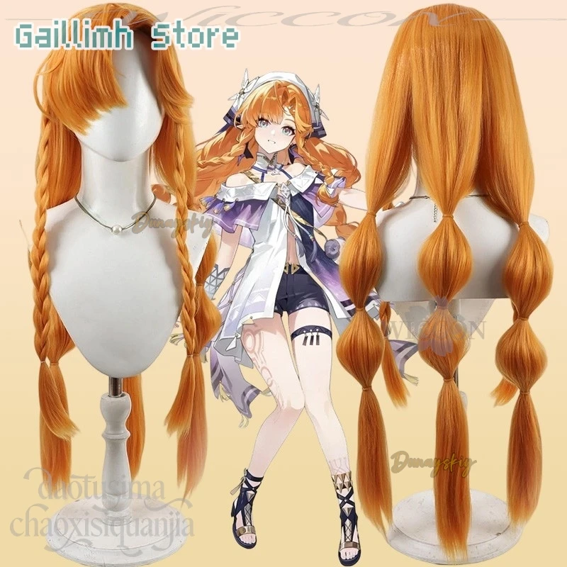 

Anime Game Wuthering Waves Cosplay SIGRIKA Long Kawaii Orange Multiple Braids Thin Bang Wigs Synthetic Hair Christmas Party Cos