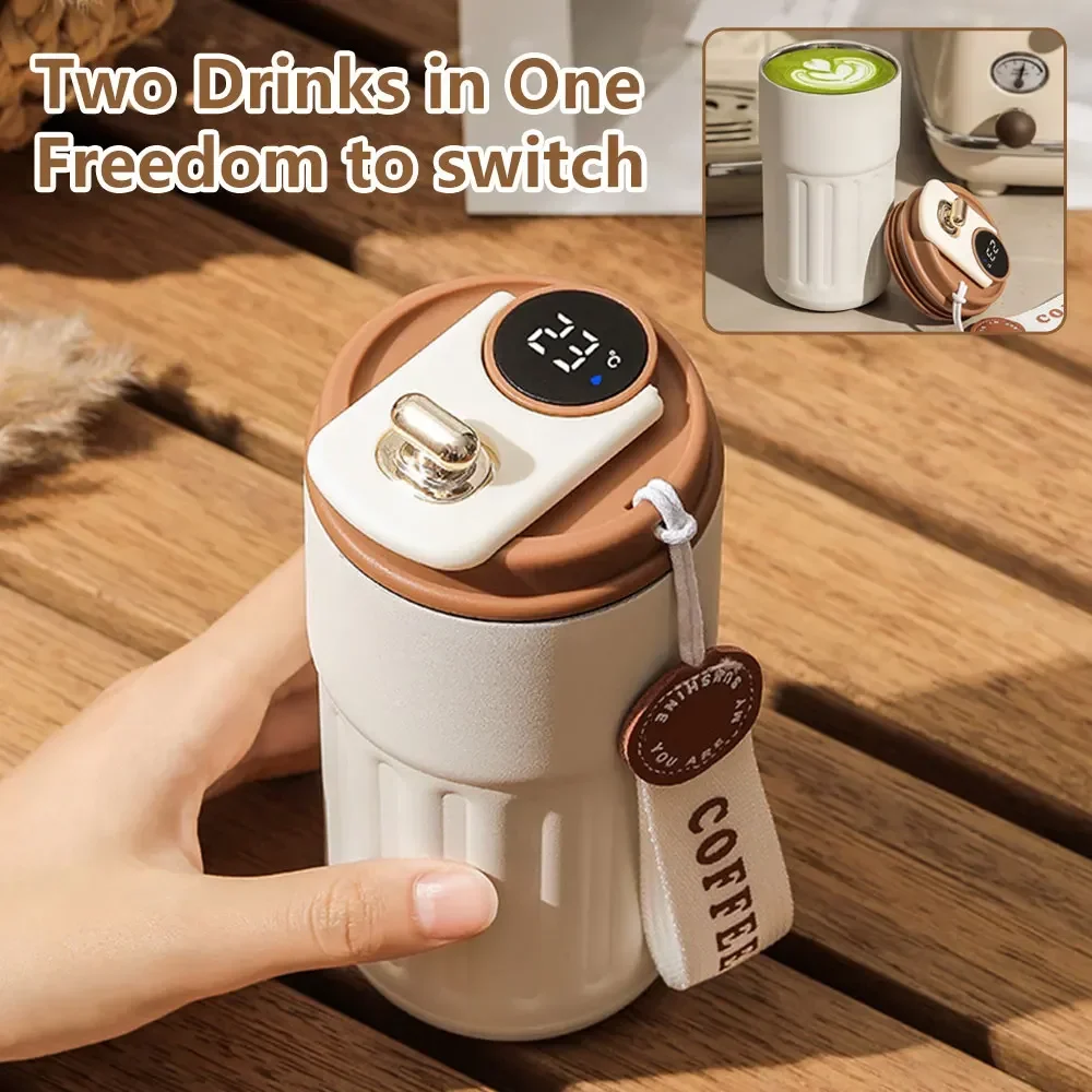 Stainless Steel Insulated Cup Display Temperature Coffee Cup Intelligent Car Mounted Water Cup Gift Drinking Tool