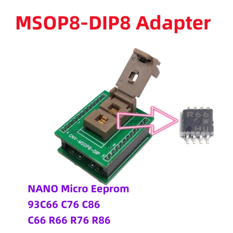 NANO Micro 93C66 C76 C86  R66 R76 R86 3*3mm Chip EEPROM Adaptor Socket MSOP8 to DIP8 For UPA USB  Iprog+ VVDI Prog