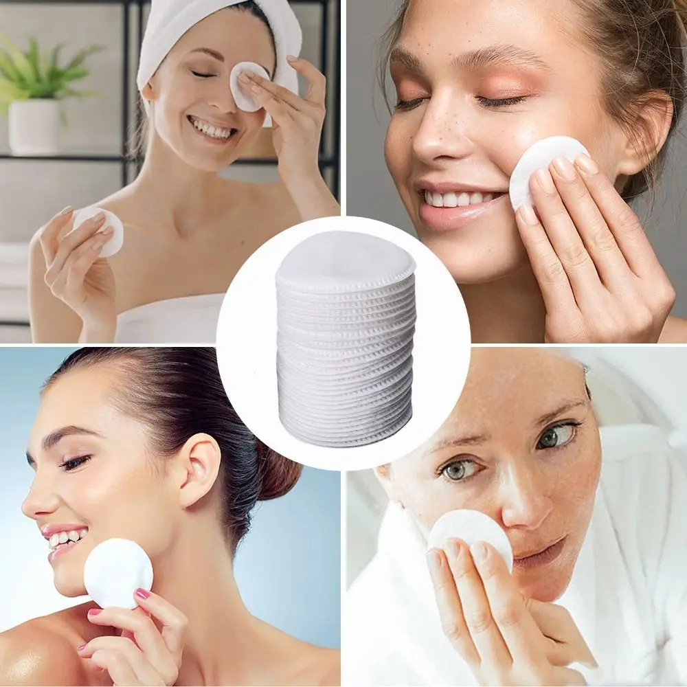 120pcs Round Disposable Makeup Remover Pads Soft Thick Three Floors Facial Cotton Wipes Overlock Embossing Dry Wet Use