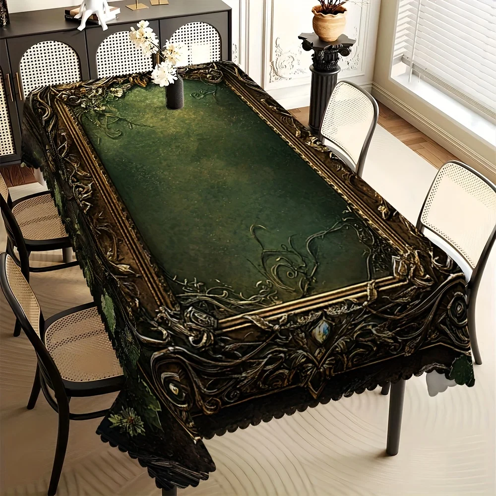 Elegant farmhouse with green plants, wood grain pattern, polyester fabric.