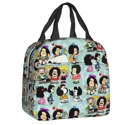 Mafalda Quino Comics Resuable Lunch Box Women Leakproof Cartoon Thermal Cooler Food Insulated Lunch Bag Office Work