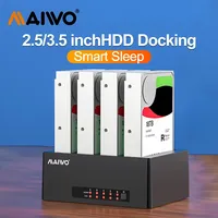 MAIWO 4 Bay Hard Drive Enclosure Sata to USB 3.0 External Multi-Bay 2.5& 3.5 Inch HDD SDD Docking Station Hard Disk Box for pc