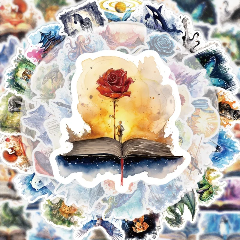 50 Pieces of Mysterious Magic Book Stickers, Vibrant Sticker Decals, Multiple Styles Without Duplication, Suitable for Water Bottles, Laptops, Suitcases, Skateboards, Guitars, Party Decorations