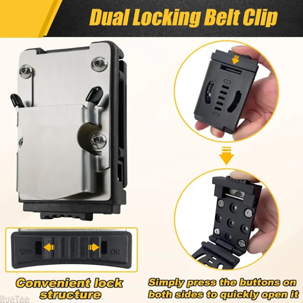Heavy-Duty Drill Holder Belt Clip – Secure & Quick Access for Cordless Drill, Tape Measure & Tools (Fits 2.1'')