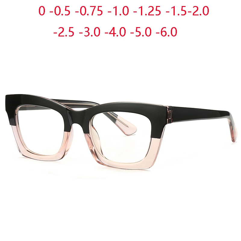 

Black Pink Frame Square Nearsighted Glasses For Women TR90 Anti Blue Rays Student Myopia Photochromic Eyeglasses 0 -0.5 To -6.0