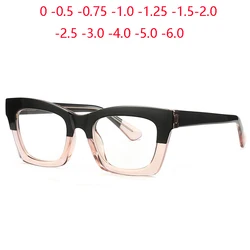Black Pink Frame Square Nearsighted Glasses For Women TR90 Anti Blue Rays Student Myopia Photochromic Eyeglasses 0 -0.5 To -6.0