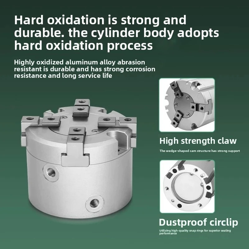 2 3 4 Jaw Parallel Pneumatic Finger Gripper Cylinder Round Body Double Acting Air Clamp 16-63mm Bore Industrial Automation