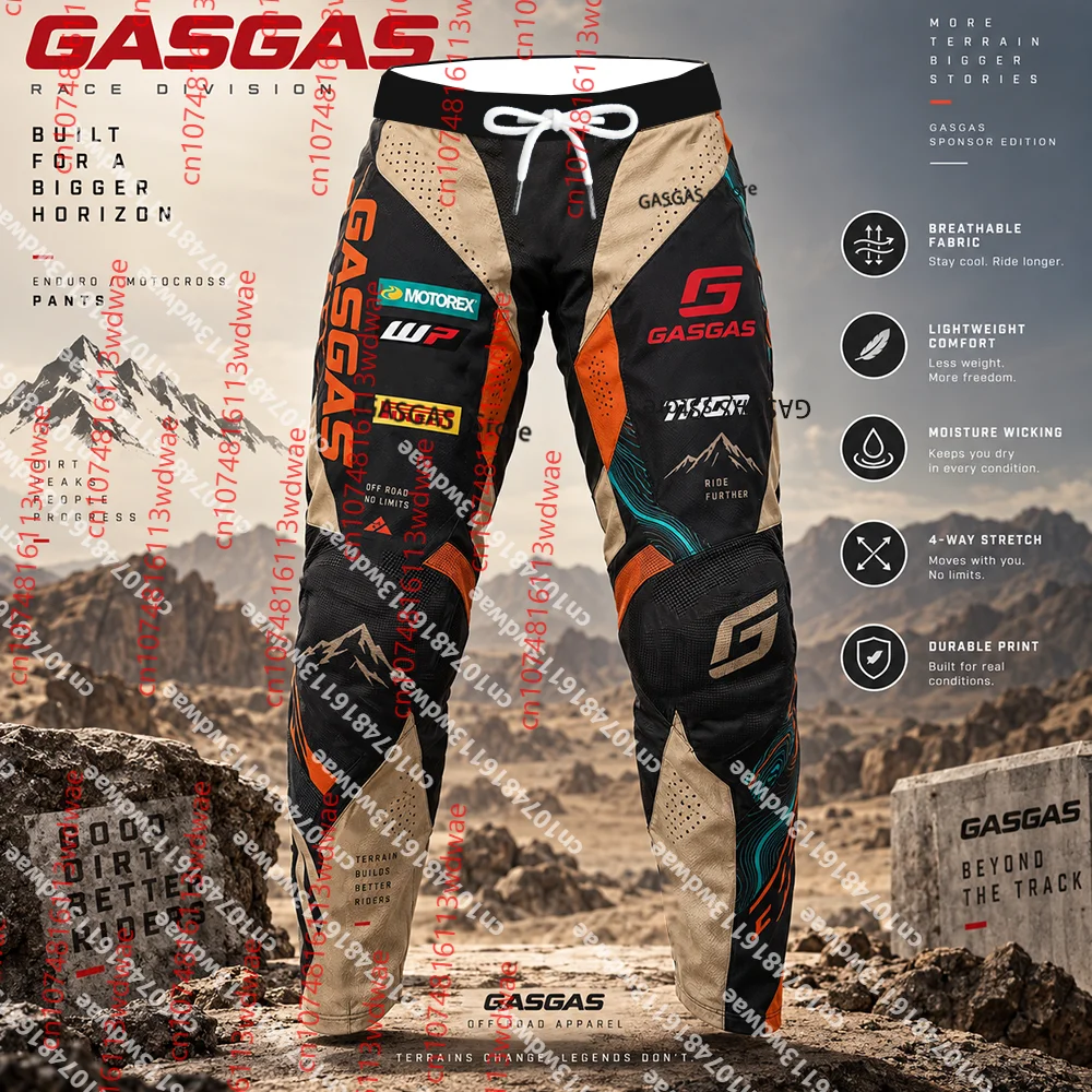 GASGAS Race Division Enduro Motocross-Hose für Herren, feuchtigkeitsableitend, für Dirt Bike, Offroad, MX, atmungsaktiv, Motorradhose für Trail- und Geländefahrten