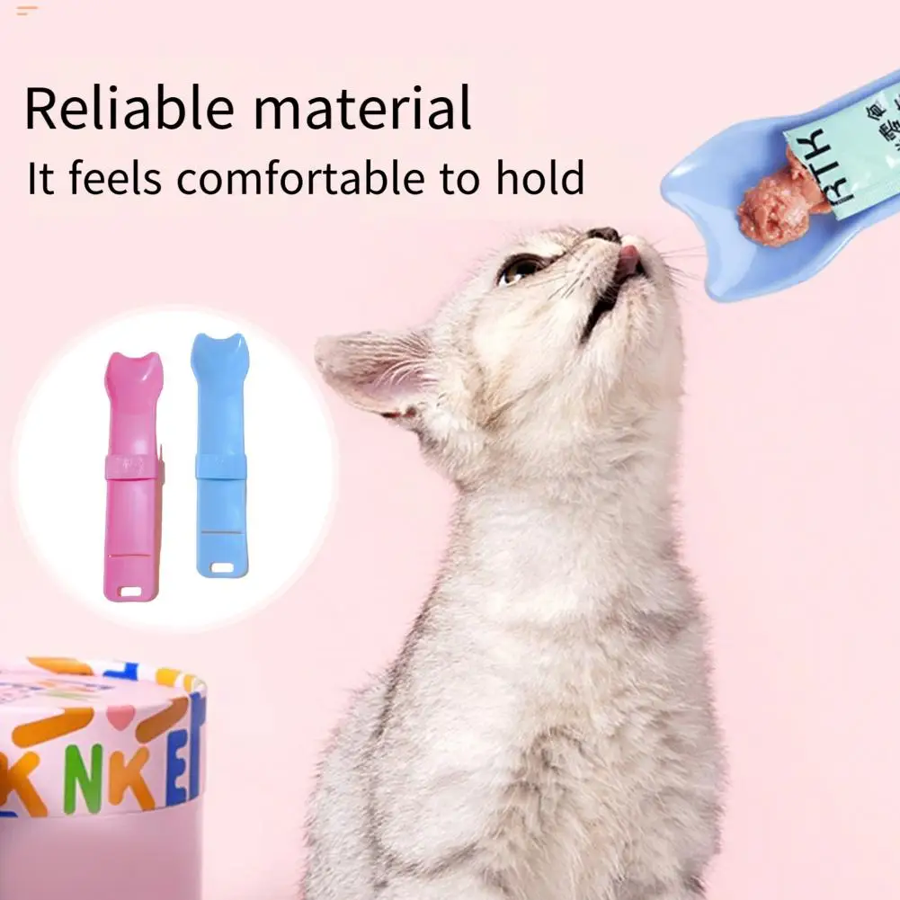 Cat Happy Spoon Hygienic Cat Treat Feeder with Hanging Hole for Easy Waste-free Squeeze Spoon Happy Spoon for Cats Cat Treat