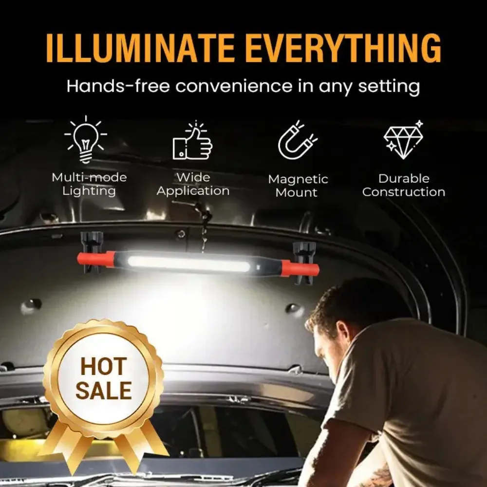 Lanterna de Trabalho Magnética COB Super Brilhante Recarregável com LED para Uso Sob o Capô com 360 Graus de Iluminação °   Cabeça Giratória para Repa