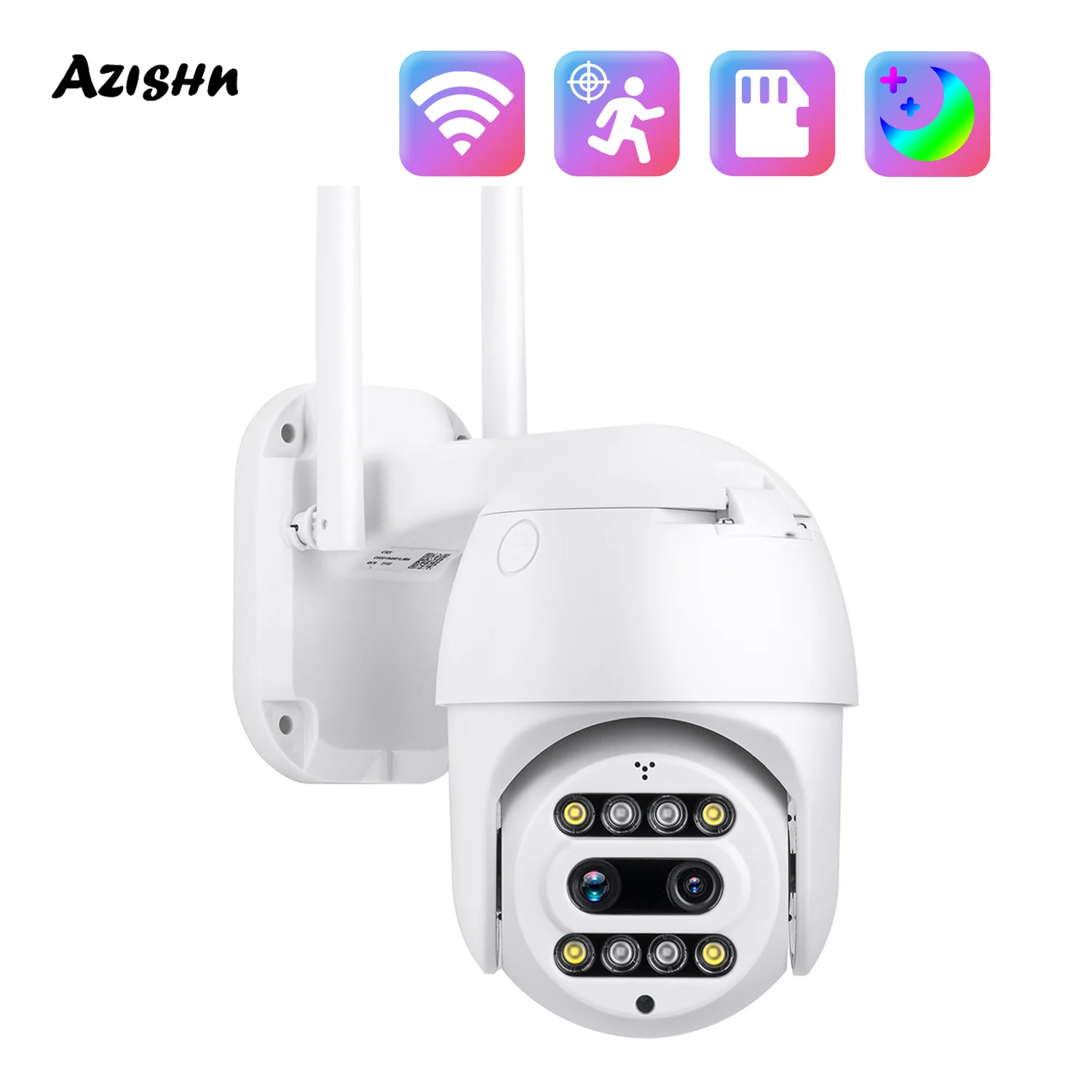 AZISHN 3MP PTZ IP Camera 10X Digital Zoom Security WiFi Cloud Storage Camera Outdoor Auto Tracking Night Vision CCTV Surveillanc