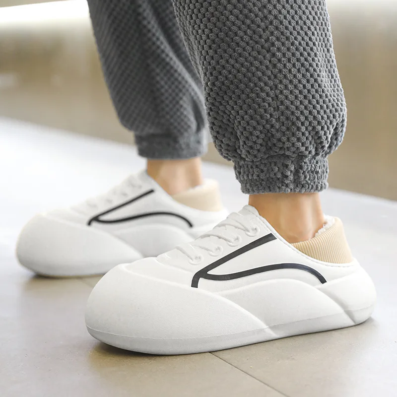 Winter plus velvet warm cotton thick-soled household slippers soft and comfortable indoor and outdoor wear non-slip cotton shoes