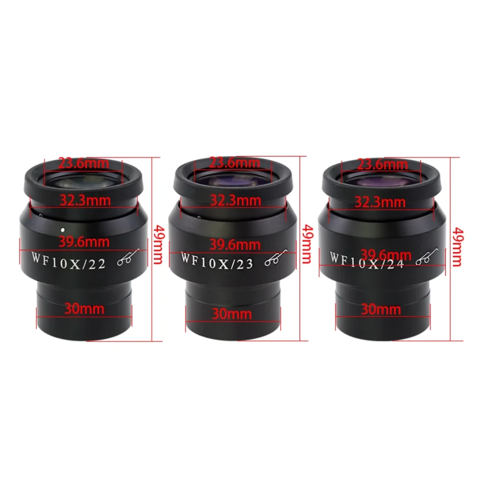 High Eye Point WF10X 22 23 24mm Wide Angle Stereo Microscope Eyepiece Diopter Adjustable 30mm Olympus Nikon Replacement Lens