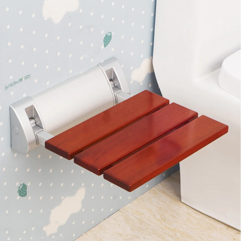 Wall Mounted Metope SolidWood Folding Chair Bathroom Furniture Shower Folding Stool Household Porch Shoe Changing Stool Woodwork