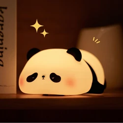 Panda Night Lights For Kids Cute Animal Silicone Timing Rechargeable Lamp Cartoon Panda Bedroom Decoration Kids Boys Girls Gift